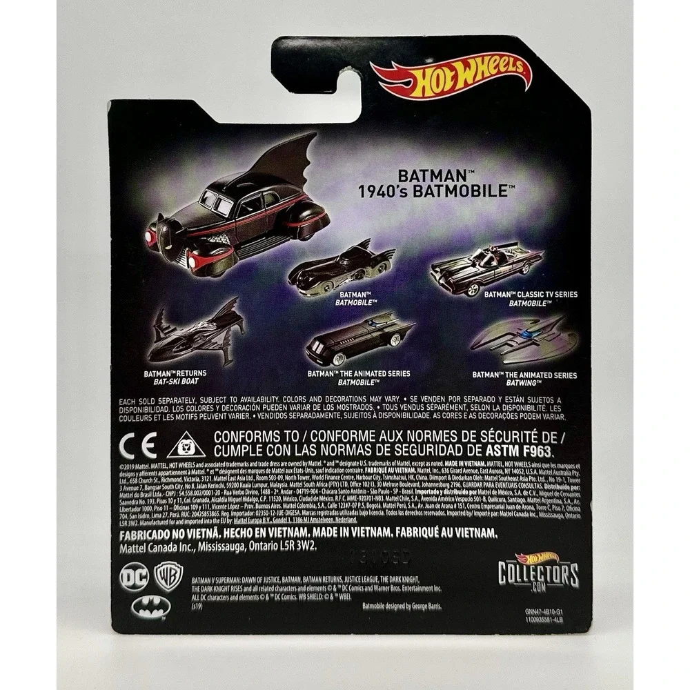 Hot Wheels Batman Lot of 4 Batmobile 1989 Bat-Ski Boat TV Series 1940's 1:50 NIB